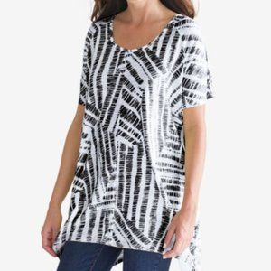 Woman Within Black/White Sharkbite Trapeze Tunic Women's 14/16 (M)